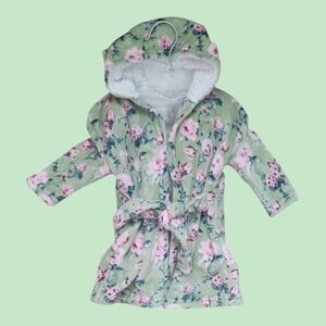 Modern Baby Girls Floral Hooded Bathrobe